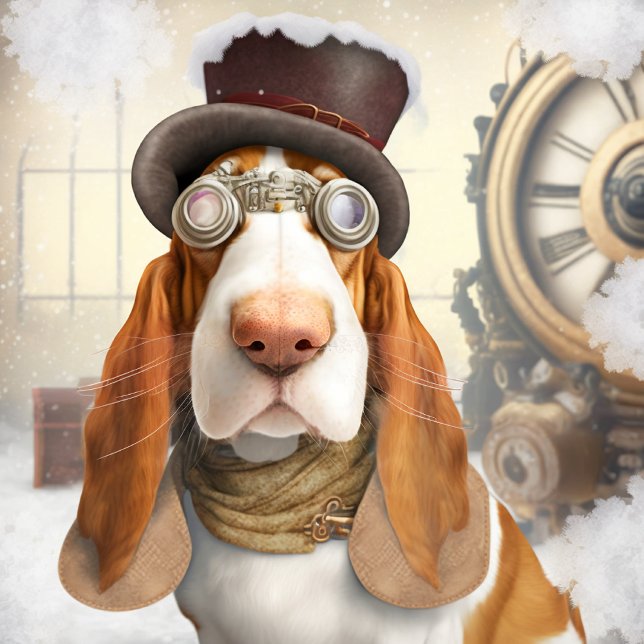 Rótulo De Garrafa De Cerveja Hound Basset Steampunk (Criador carregado)