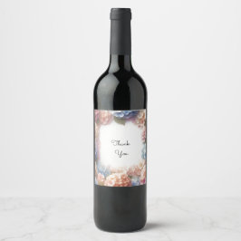 Rótulo De Garrafa De Cerveja Hydrangea Aquarela Obrigado 
