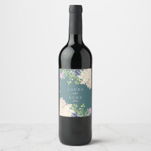 Rótulo De Garrafa De Cerveja Hydrangea Pastel clássico