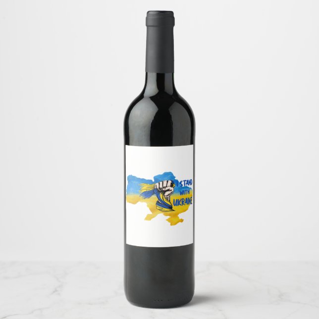Rótulo De Garrafa De Cerveja I stand with Ukraine slogan   (Frente)