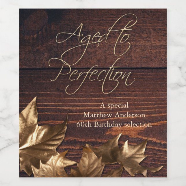 Rótulo De Garrafa De Cerveja Idade para Perfeição da Madeira Escura Rótulo de V (Rótulo Único)