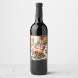 Rótulo De Garrafa De Cerveja Ilustração de Ação de Graças de Aquarela