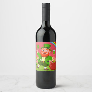 Rótulo De Garrafa De Cerveja Ilustração de Leprechaun do Dia de São Patrício