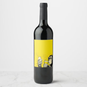 Rótulo De Garrafa De Cerveja Ilustração de Macaco Engraçado Tirando Selfie – Ch