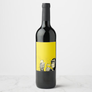 Rótulo De Garrafa De Cerveja Ilustração de Macaco Engraçado Tirando Selfie – Ch