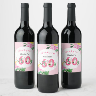 Rótulo De Garrafa De Cerveja Ilustração Exótica Floral Cor-de-Rosa de Verão em