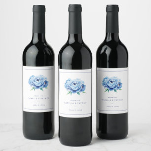 Rótulo De Garrafa De Cerveja Ilustração Floral Azul Elegante