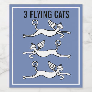 Rótulo De Garrafa De Cerveja imagem cómica da arte de 3 gatos de vôo