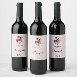 Rótulo De Garrafa De Cerveja Imagem de cavalo de carrossel caprichoso para vini