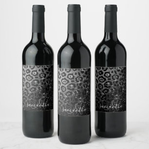 Rótulo De Garrafa De Cerveja Impressão e brilho do leopardo preto