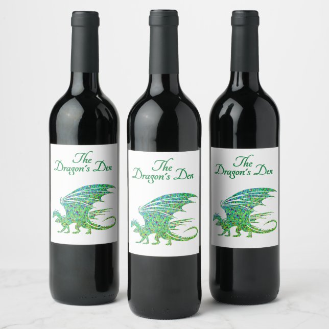 Rótulo De Garrafa De Cerveja Incrível Dragão Verde Mosaico Pessoal (Garrafas)