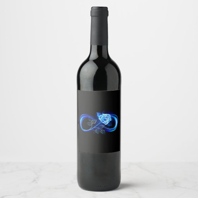 Rótulo De Garrafa De Cerveja Infinito brilhante com rosa azul (Frente)