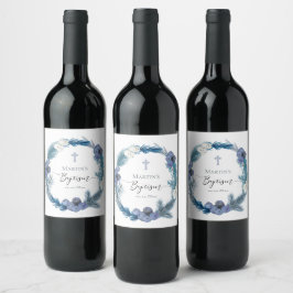 Rótulo De Garrafa De Cerveja Inverno Baptismos Blue Wreath