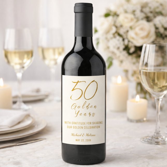 Rótulo De Garrafa De Cerveja Ivory Gold 50th Golden Years Anniversary  (Perfect for anniversary dinners, guest tables, and celebration decor)