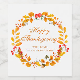 Rótulo De Garrafa De Cerveja Janta de Ação de Graças. Rua de queda de amizade