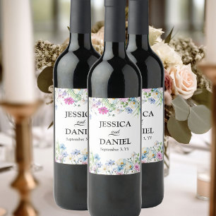 Rótulo De Garrafa De Cerveja Jardim de Flores Silvestres Bela Noiva Floral