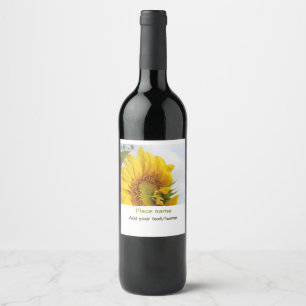 Rótulo De Garrafa De Cerveja Jardim de girassol amarelo adicionar nome de texto