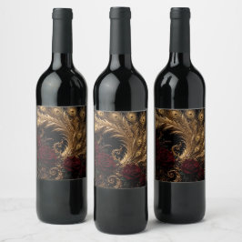 Rótulo De Garrafa De Cerveja Jarra de Porcelana Barroca Pavão Dourado