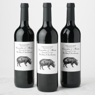 Rótulo De Garrafa De Cerveja Javali do vintage que tira BW