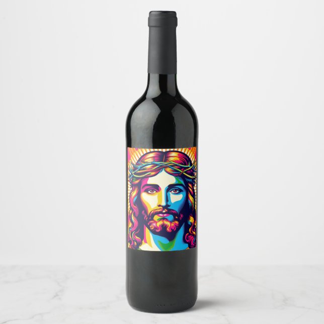 Rótulo De Garrafa De Cerveja Jesus wine label. (Frente)