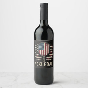 Rótulo De Garrafa De Cerveja Jogador de Pickleball Bandeira dos EUA Retro Paddl