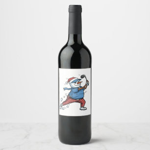 Rótulo De Garrafa De Cerveja Jogador de Tênis Boneco de Neve Natal 2026 Feriad