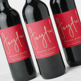 Rótulo De Garrafa De Cerveja JOYFUL Holiday Deseja Dourado Faux Foil Red