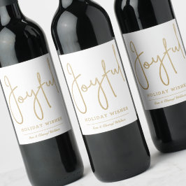 Rótulo De Garrafa De Cerveja JOYFUL Holiday Deseja Dourado Foil Faux