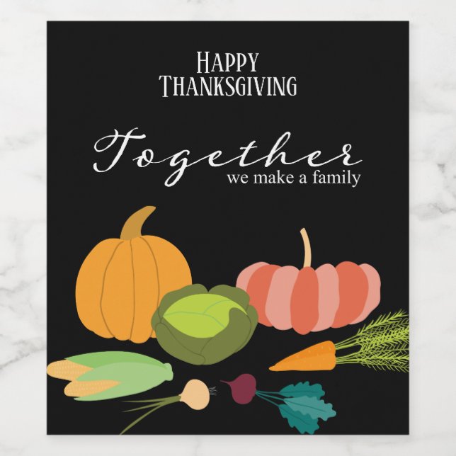 Rótulo De Garrafa De Cerveja Juntos Fazemos Uma Família, Ilustração Vegetal (Rótulo Único)