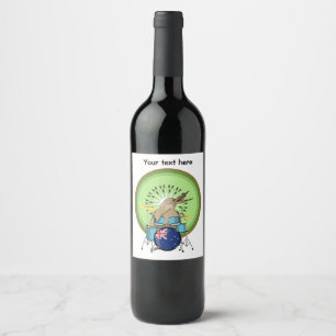 Rótulo De Garrafa De Cerveja Kiwi Bird Jogando tambores