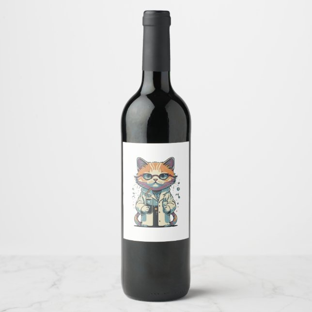 Rótulo De Garrafa De Cerveja Laboratório Cat Focado (Frente)