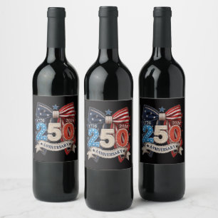 Rótulo De Garrafa De Cerveja Laço da Bandeira Americana 250º Aniversário Patrio