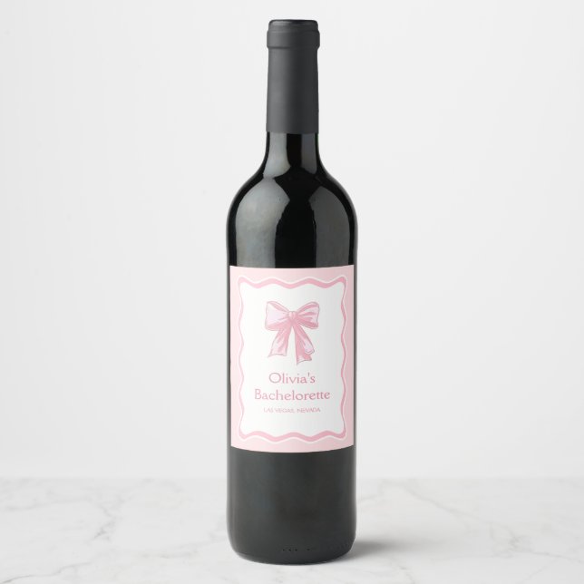 Rótulo De Garrafa De Cerveja Laço Rosa Amarrando o Nó Despedida de Solteira (Frente)