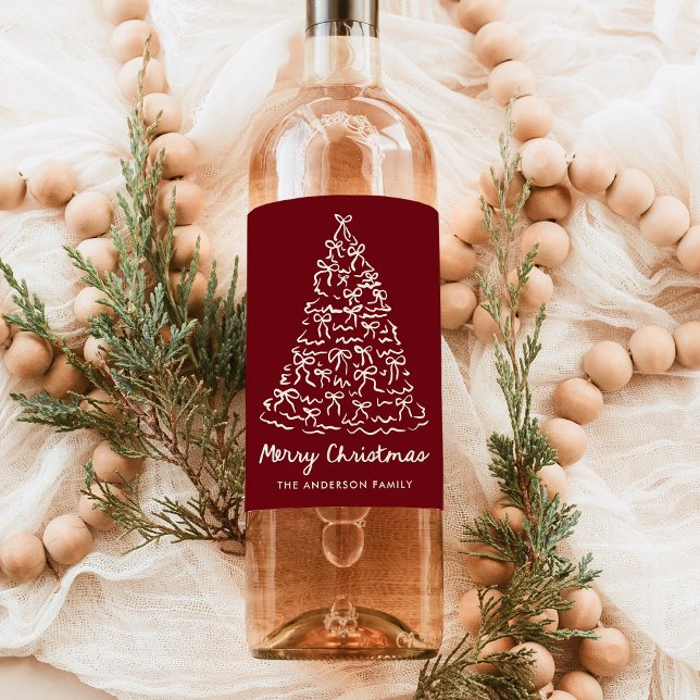 Rótulo De Garrafa De Cerveja Laços de Natal Caprichosos Cranberry Feriado (Criador carregado)