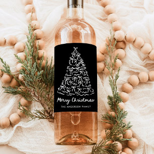 Rótulo De Garrafa De Cerveja Laços de Natal Caprichosos Preto Feriado