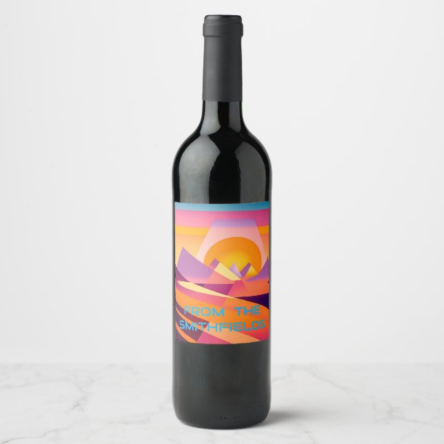 RÓTULO DE GARRAFA DE CERVEJA LANDSCAPE PERSONALIZADO NEO GEO SUNSET (Frente)