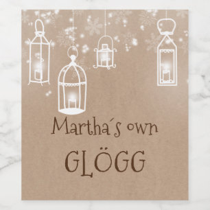 Rótulo De Garrafa De Cerveja Lanternas brancas de neve