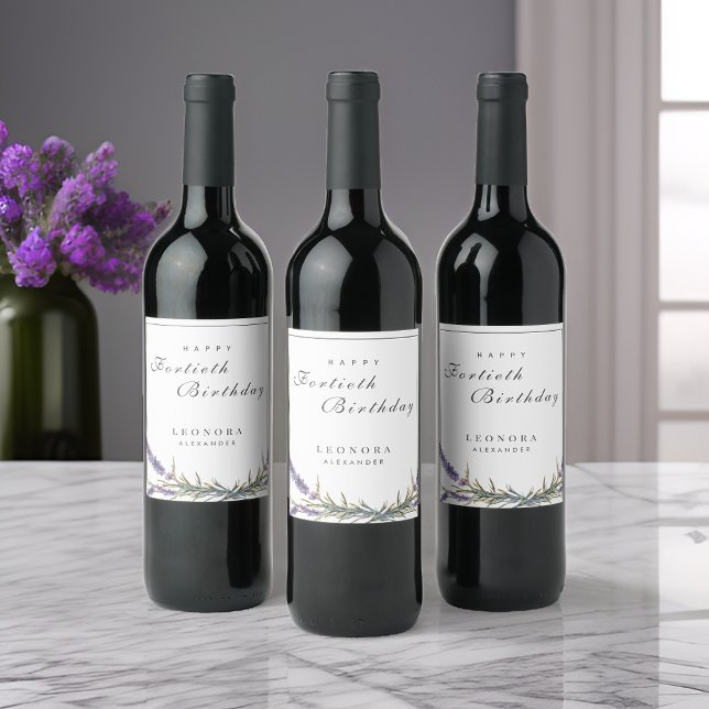 Rótulo De Garrafa De Cerveja Lavanda de Aquarela Flói Qualquer Marco Aniversári (Criador carregado)