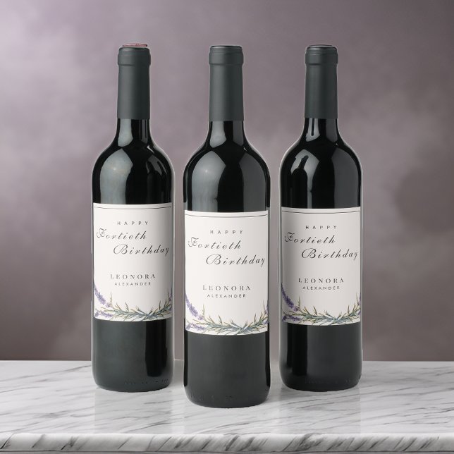 Rótulo De Garrafa De Cerveja Lavanda de Aquarela Flói Qualquer Marco Aniversári (Criador carregado)