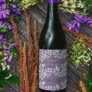 Rótulo De Garrafa De Cerveja Lavanda Elegante Boho Floral Personalizado Casamen