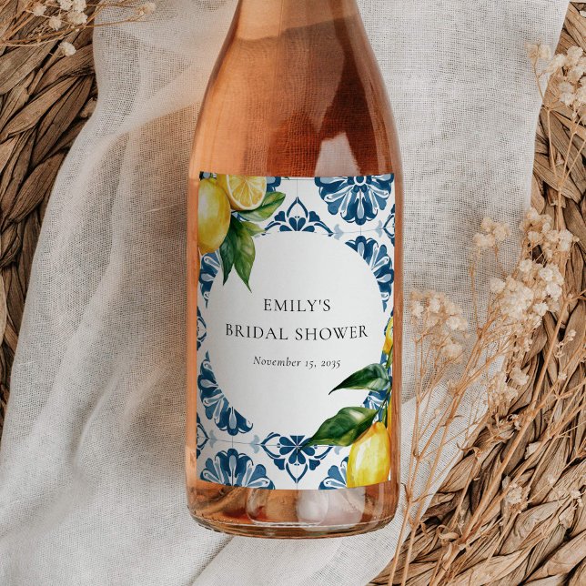 Rótulo De Garrafa De Cerveja Lemon Citrus Positano Chá de panela italiano (Criador carregado)