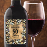Rótulo De Garrafa De Cerveja Leopard Animal Print 50th Birthday Personalized<br><div class="desc">Make your own personalized wine bottle labels featuring your text on a gold faux foil square over a stylish leopard print pattern. All text and fonts can be changed to any event. LOTS OF STYLES to choose from in our store.</div>