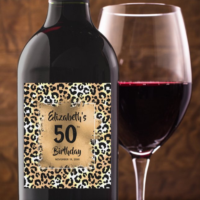 Rótulo De Garrafa De Cerveja Leopard Animal Print 50th Birthday Personalized (Criador carregado)