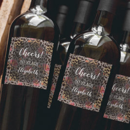 Rótulo De Garrafa De Cerveja Leopardo Imprime Flor Rosa Tropical