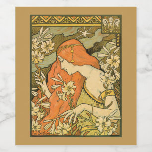Rótulo De Garrafa De Cerveja L'Ermitage Woman Field of Flowers French Nouveau