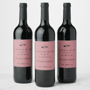 Rótulo De Garrafa De Cerveja Letra de Proposta de Bridesmaid Floral Motif Dusty