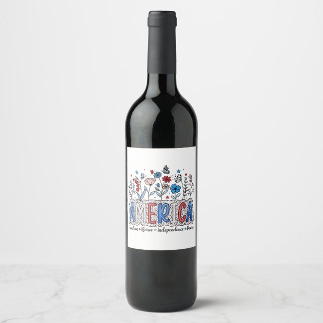 Rótulo De Garrafa De Cerveja Liberdade Americana Independência Corajosa Poder 4 (Frente)