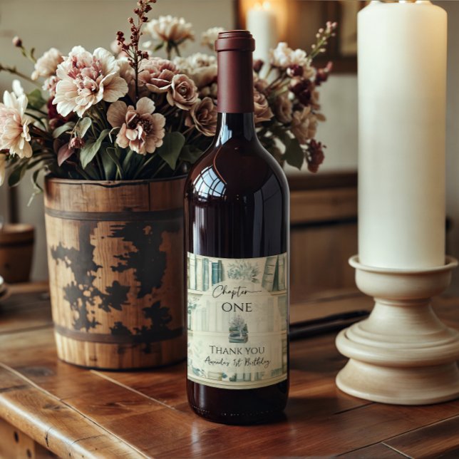 Rótulo De Garrafa De Cerveja Library Chapter ONE Blue Boy Book 1st Birthday (Criador carregado)