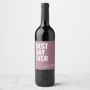Rótulo De Garrafa De Cerveja Lilac Modern Best Day Ever Weding Wine Label