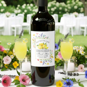 Rótulo De Garrafa De Cerveja Limoncello Aquarela Flores Silvestres Casamento Vi